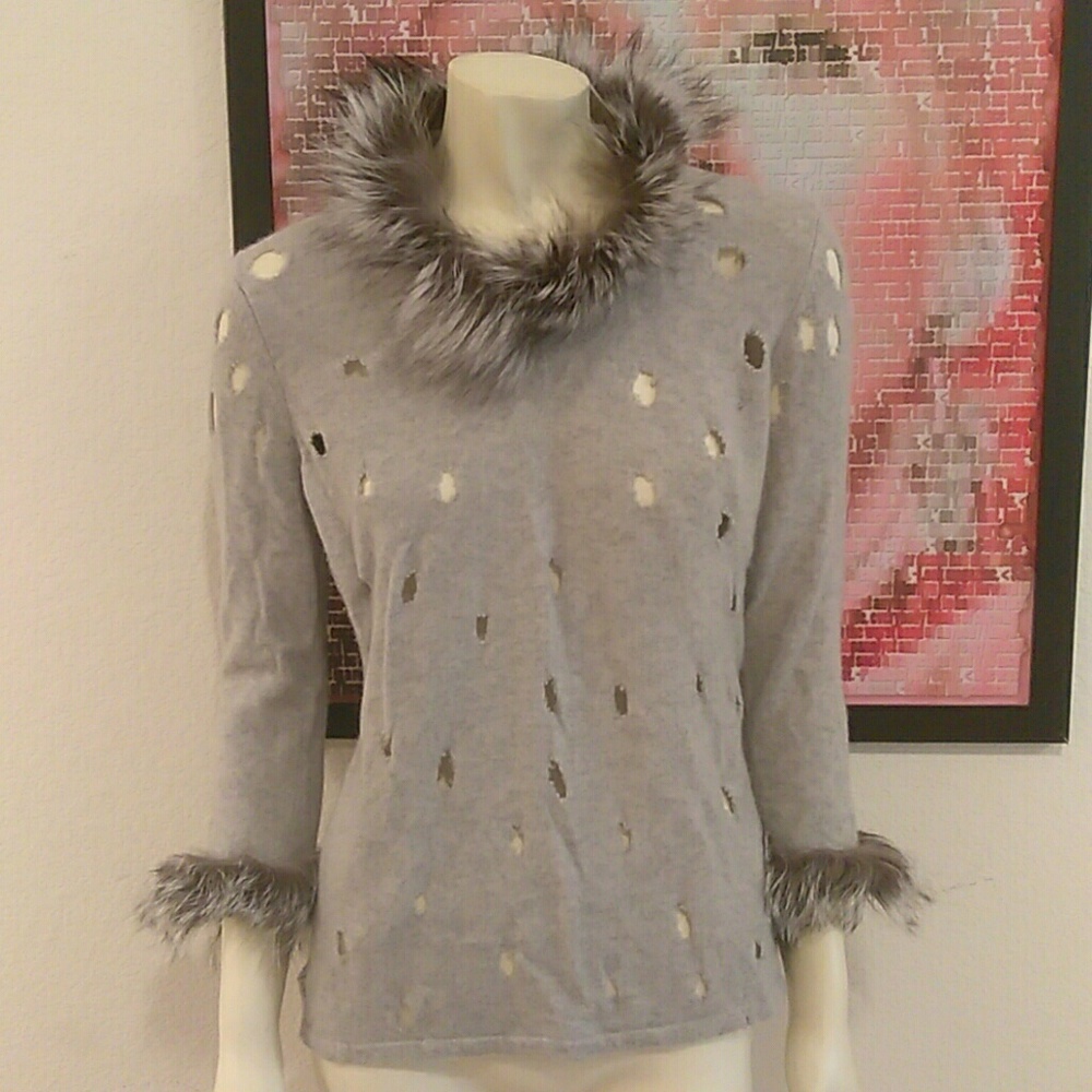 100% Cashmere & 100% Fox Fur sweater